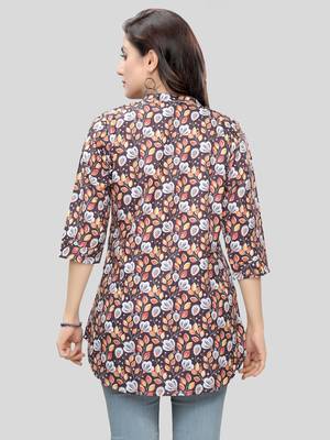Black printed crepe short-kurtis 2
