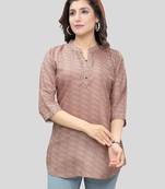 Brown printed crepe short-kurtis