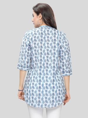 White printed crepe short-kurtis 2