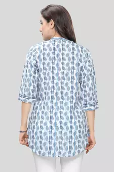 White printed crepe short-kurtis