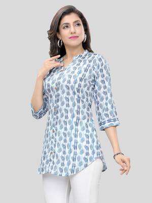 White printed crepe short-kurtis 3