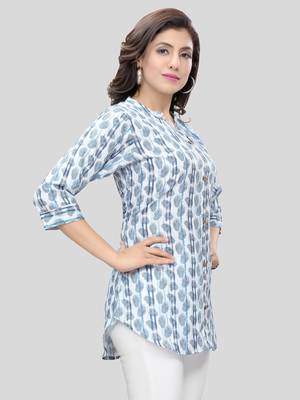 White printed crepe short-kurtis 4