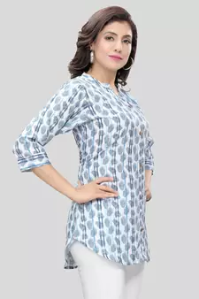 White printed crepe short-kurtis