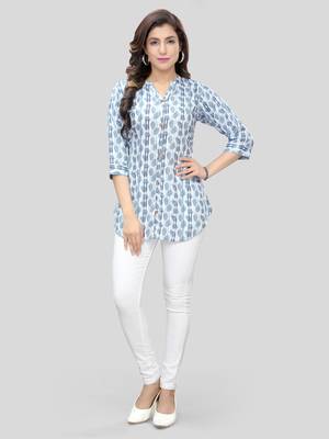 White printed crepe short-kurtis 5