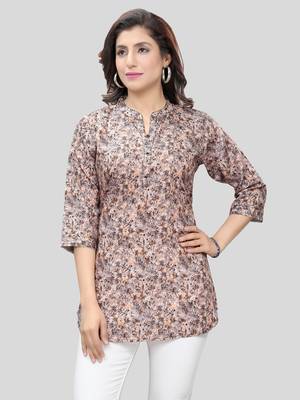 Multicolor printed crepe short-kurtis 1