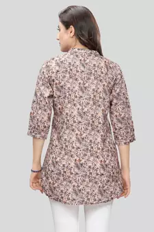 Multicolor printed crepe short-kurtis