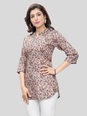 Multicolor printed crepe short-kurtis 3