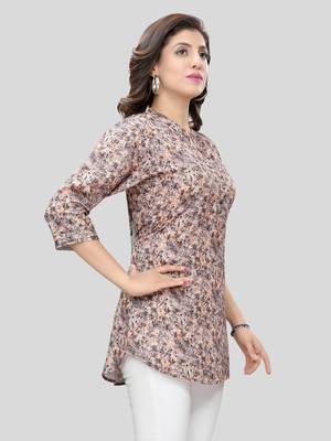 Multicolor printed crepe short-kurtis 4