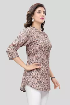 Multicolor printed crepe short-kurtis