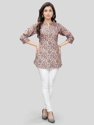 Multicolor printed crepe short-kurtis 5