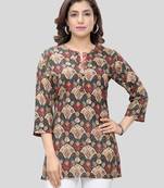 Black printed rayon short-kurtis