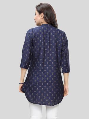 Blue printed rayon short-kurtis 2