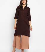 Brown plain cotton short-kurtis