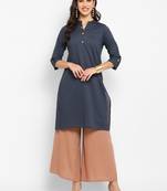 Grey plain cotton short-kurtis
