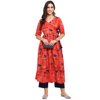 Red printed viscose kurtas-and-kurtis 2