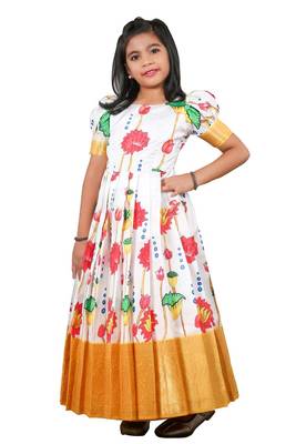 Yellow Lotus Long Gown For Girls !!! 1
