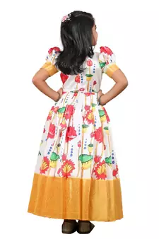 Yellow Lotus Long Gown For Girls !!!