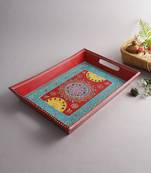 Wooden Designer Tray with Traditional Print