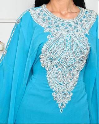 Sale!! Royal-Fashion Dubai Beaded Kaftan Abaya Party African Clothing Crystal Fancy Work New Collection Dresses 3
