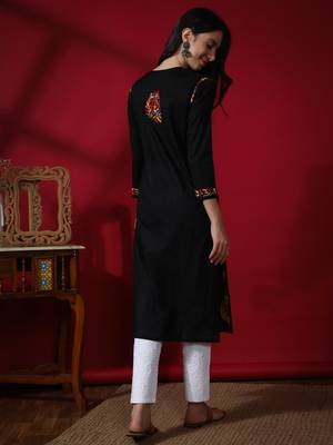 Black embroidered cotton chikankari-kurtis 2