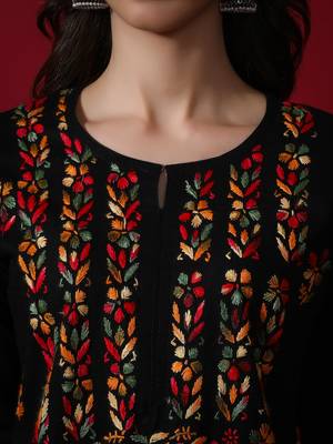 Black embroidered cotton chikankari-kurtis 5