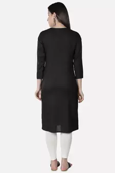 Black embroidered cotton chikankari-kurtis