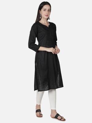 Black embroidered cotton chikankari-kurtis 3