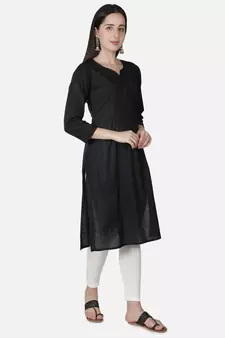 Black embroidered cotton chikankari-kurtis