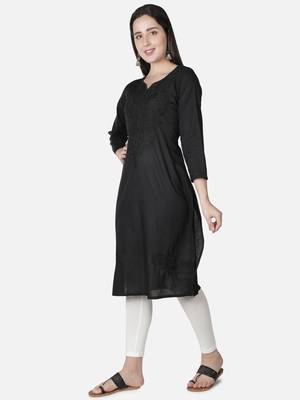 Black embroidered cotton chikankari-kurtis 4