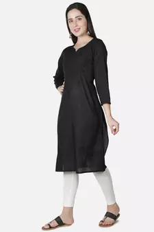 Black embroidered cotton chikankari-kurtis