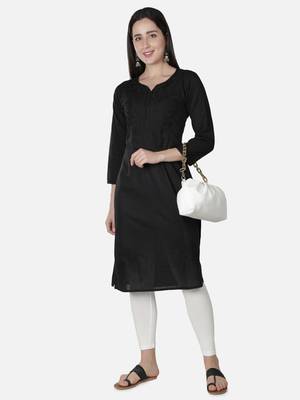 Black embroidered cotton chikankari-kurtis 5