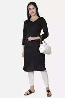 Black embroidered cotton chikankari-kurtis