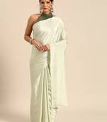 Green Plain Satin Saree With Blouse