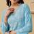 Hand Embroidered Blue Georgette Lucknowi Chikankari Indian Women Straight Kurti