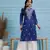 Hand Embroidered Royal Blue Cotton Lucknowi Chikankari Indian Women Straight Kurta