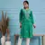 Hand Embroidered Green Cotton Lucknowi Chikankari Indian Women Straight Kurta