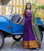 Purple Silk Jacquard weaving Embroidered Gown With Dupatta