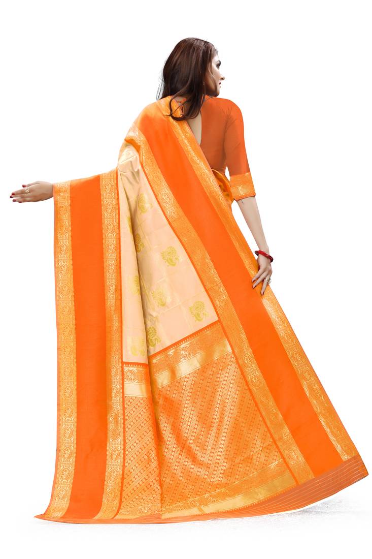 CREAM KANCHIPURAM SILK SAREE 