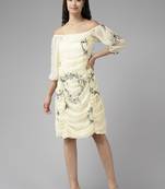 Lemon printed georgette short-dresses