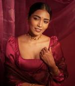 Gold Tone Temple Necklace Set- Brocade Choker- Green