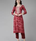 Rani-pink printed cotton ethnic-kurtis