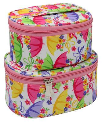 atorakushon Fabric Makeup Jewellery Storage Box Cosmetic Toiletry Bag Necklace Wardrobe Organizer Set of 2 Pink 1