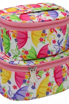 atorakushon Fabric Makeup Jewellery Storage Box Cosmetic Toiletry Bag Necklace Wardrobe Organizer Set of 2 Pink