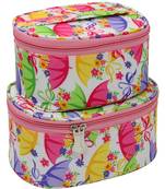 atorakushon Fabric Makeup Jewellery Storage Box Cosmetic Toiletry Bag Necklace Wardrobe Organizer Set of 2 Pink