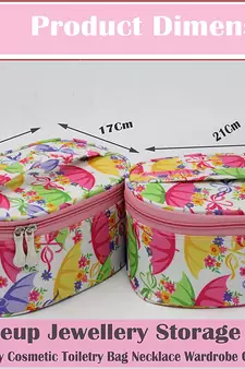 atorakushon Fabric Makeup Jewellery Storage Box Cosmetic Toiletry Bag Necklace Wardrobe Organizer Set of 2 Pink