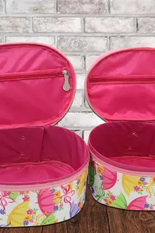 atorakushon Fabric Makeup Jewellery Storage Box Cosmetic Toiletry Bag Necklace Wardrobe Organizer Set of 2 Pink