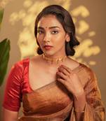 Gold Tone Temple Necklace Set- Broacde pearl choker-Yellow