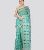 Pinkloom Women'S Green Hand_Woven Soft Cotton Jamdani-Sarees Without Blouse Piece