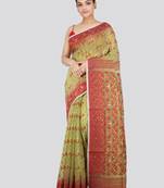 Pinkloom Women'S Green Hand_Woven Soft Cotton Jamdani-Sarees Without Blouse Piece