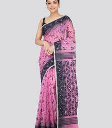 Pinkloom Women'S Pink Hand_Woven Soft Cotton Jamdani-Sarees Without Blouse Piece